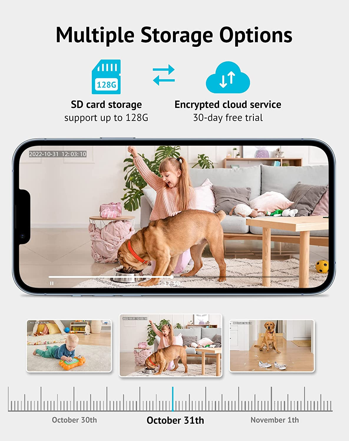 1080P Indoor Security Camera with Sound and Motion Detection, 360° Baby Monitor, WiFi Pet Camera, Two-Way Audio, Night Vision, SD and Cloud Storage, Compatible with Alexa