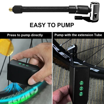 Toptrek 100 PSI Mini Electric Air Pump - Portable 1260mAh Bicycle Inflator for Presta and Schrader Valves - Suitable for Road, MTB, and Motorcycle Tires