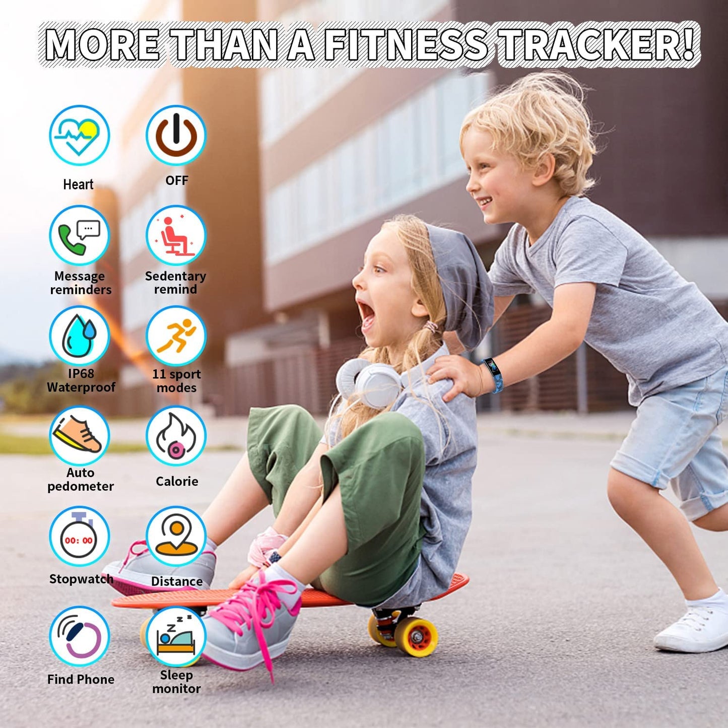 Children's Fitness Tracker Watch - Waterproof Smartwatch with Pedometer, Stopwatch, and 11 Sport Modes for Ages 6-16