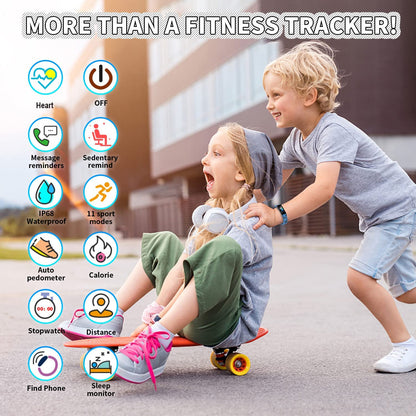 Children's Fitness Tracker Watch - Waterproof Smartwatch with Pedometer, Stopwatch, and 11 Sport Modes for Ages 6-16