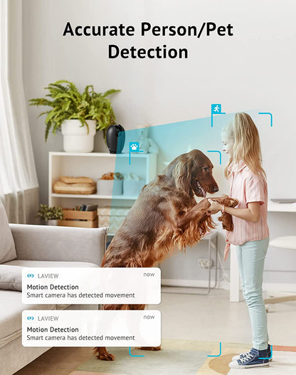 1080P Indoor Security Camera with Sound and Motion Detection, 360° Baby Monitor, WiFi Pet Camera, Two-Way Audio, Night Vision, SD and Cloud Storage, Compatible with Alexa