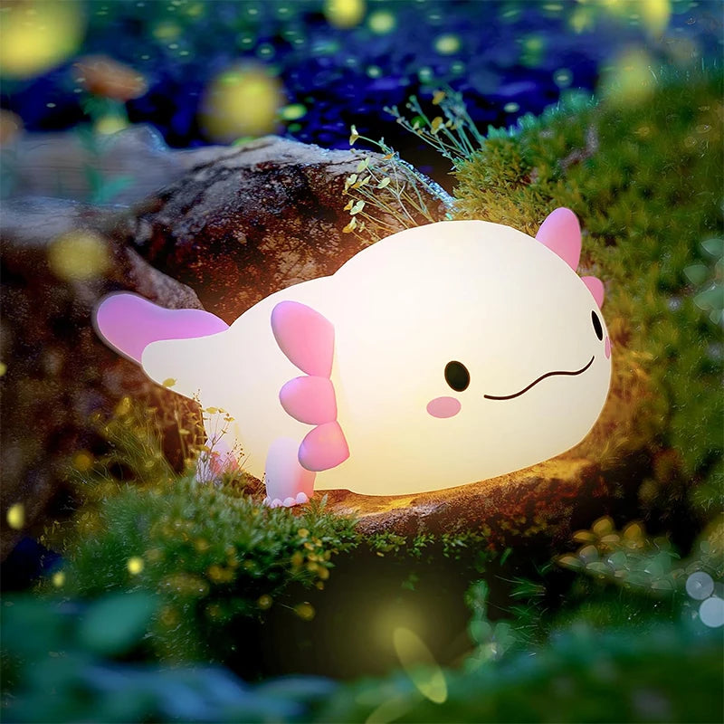 Axolotl Silicone Night Light - Touch Control USB Rechargeable Table Lamp for Nursery and Children's Sleep Aid