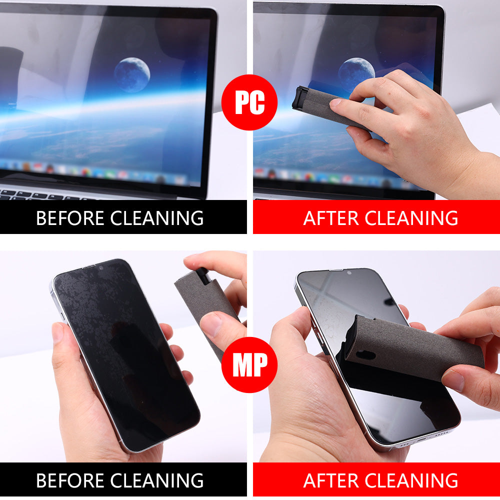 Integrated Mobile Phone and Computer Screen Cleaner Set with Storage Solutions