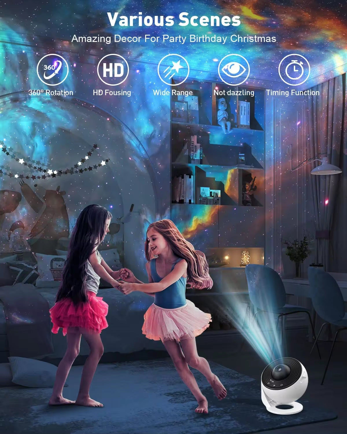 13-in-1 Star and Galaxy Projector: Multi-Functional Planetarium and Aurora Night Light for All Ages